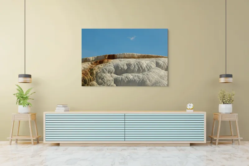 Tablou Canvas, "Terase calcaroase sub cer senin", Roci, Terase, Albe, Naturale, Peisaj, Geologie, Cer, Mineralizare, Straturi, Texturi, 150 x 100 cm – poza 6