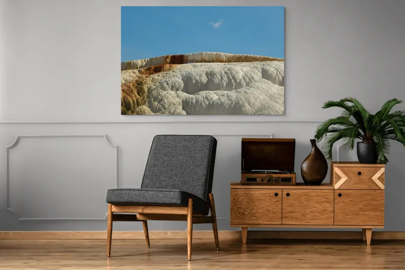 Tablou Canvas, "Terase calcaroase sub cer senin", Roci, Terase, Albe, Naturale, Peisaj, Geologie, Cer, Mineralizare, Straturi, Texturi, 150 x 100 cm – poza 8