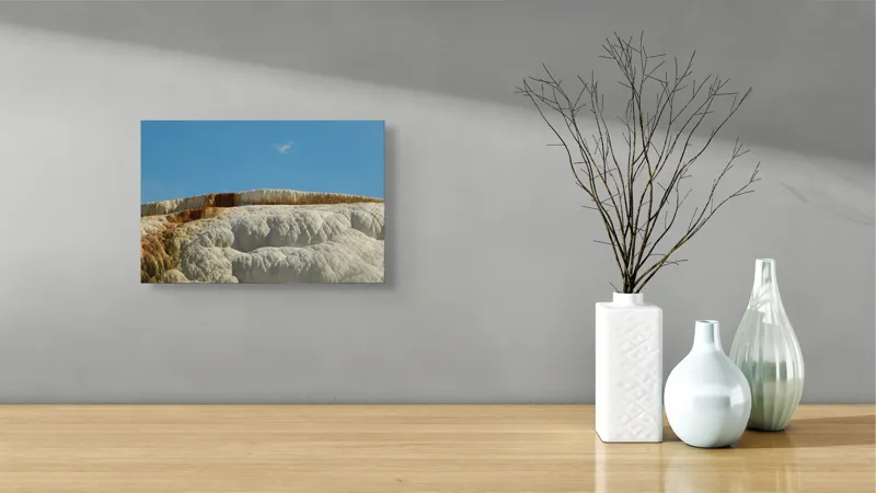 Tablou Canvas, "Terase calcaroase sub cer senin", Roci, Terase, Albe, Naturale, Peisaj, Geologie, Cer, Mineralizare, Straturi, Texturi, 39 x 26 cm – poza 8