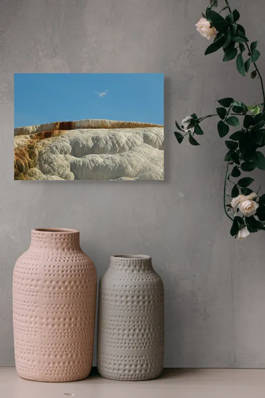 Tablou Canvas, "Terase calcaroase sub cer senin", Roci, Terase, Albe, Naturale, Peisaj, Geologie, Cer, Mineralizare, Straturi, Texturi, 54 x 39 cm – poza 8