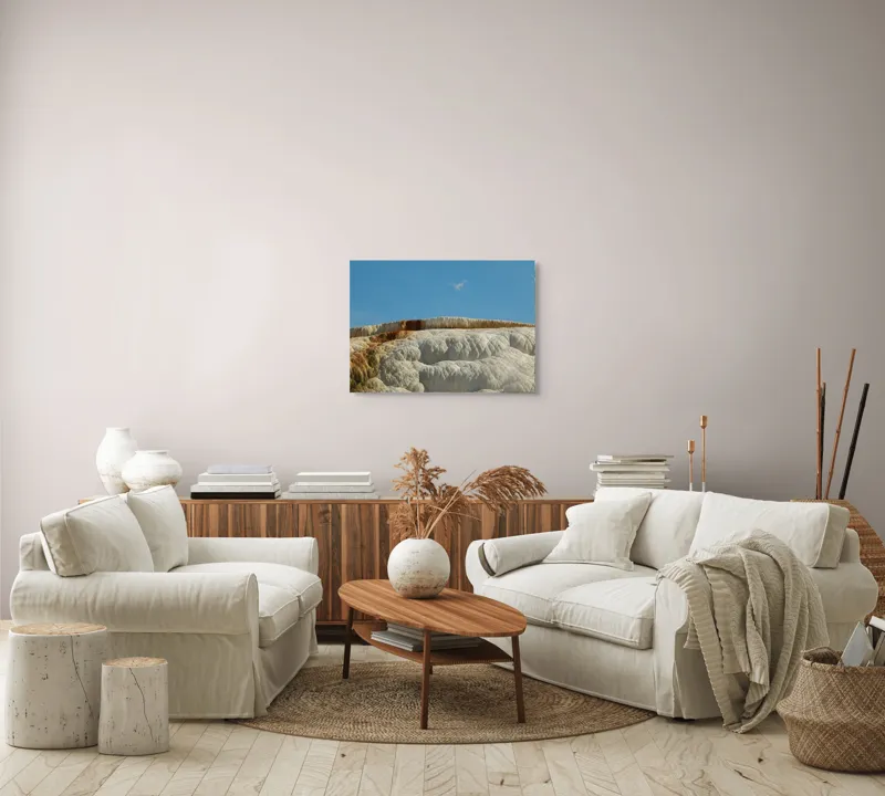 Tablou Canvas, "Terase calcaroase sub cer senin", Roci, Terase, Albe, Naturale, Peisaj, Geologie, Cer, Mineralizare, Straturi, Texturi, 70 x 50 cm – poza 6