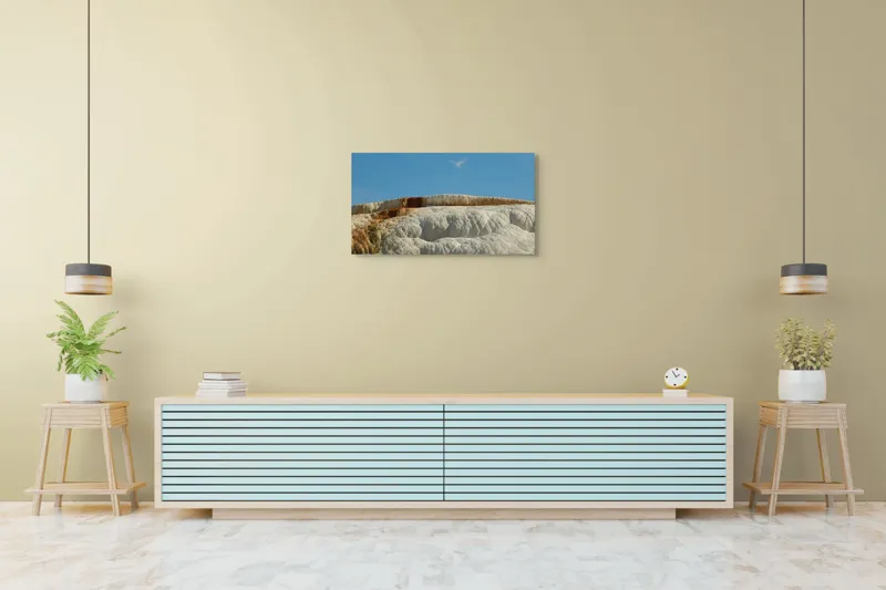 Tablou Canvas, "Terase calcaroase sub cer senin", Roci, Terase, Albe, Naturale, Peisaj, Geologie, Cer, Mineralizare, Straturi, Texturi, 90 x 50 cm – poza 5