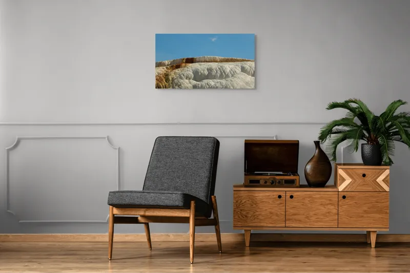 Tablou Canvas, "Terase calcaroase sub cer senin", Roci, Terase, Albe, Naturale, Peisaj, Geologie, Cer, Mineralizare, Straturi, Texturi, 90 x 50 cm – poza 6