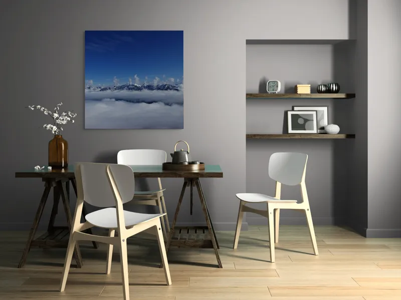 Tablou Canvas, "Nori dansând peste munți înalți", Nor, Munte, Cer, Albastru, Nori, Liniste, Inaltimi, Vedere, Frumusete, Natura, 100 x 100 cm – poza 6