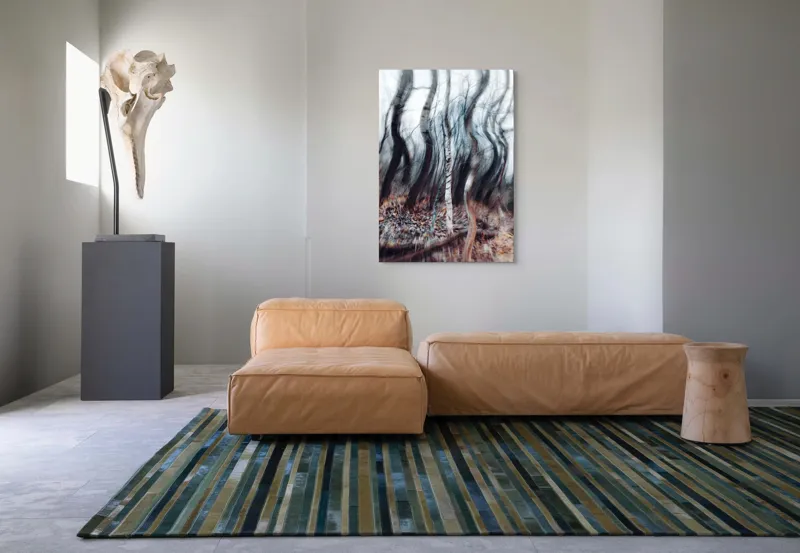 Tablou Canvas, "Pădurea dansului de vânt toamna", Arbori, Vârtej, Toamnă, Pădure, Mișcare, Abstracție, Mister, Natură, Dans, Texturi, 70 x 100 cm – poza 7