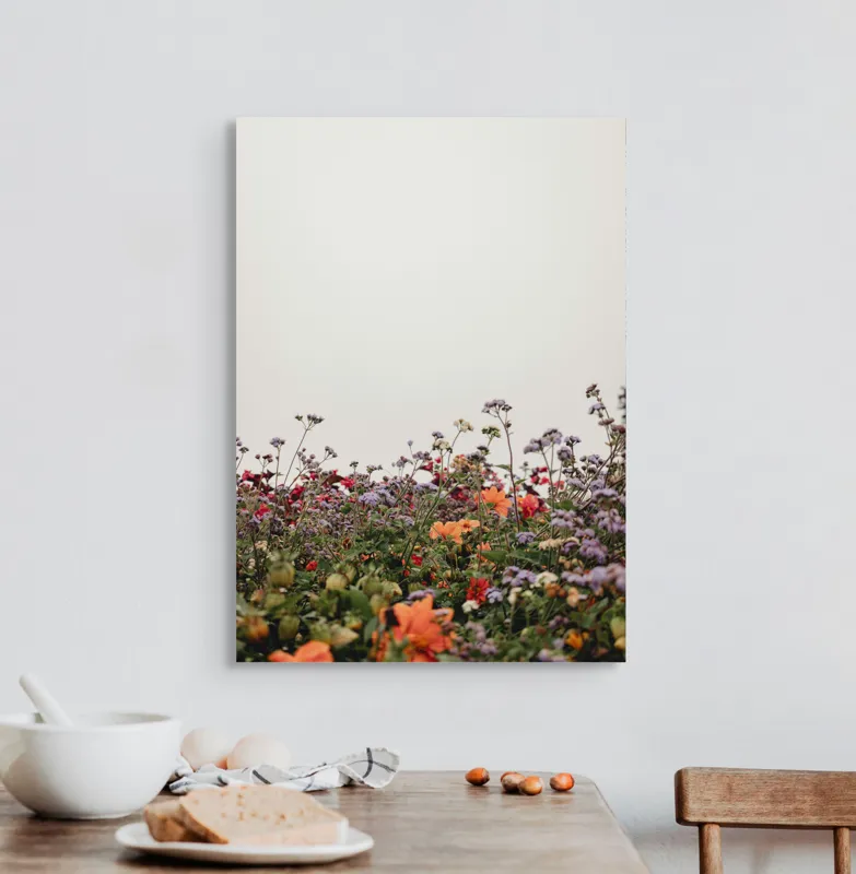 Tablou Canvas, "Flori în bătaia vântului liniștit", Flori, Culori, Natură, Frumusețe, Simplu, Cer, Variație, Primăvară, Prospețime, Diversitate, 50 x 70 cm – poza 3