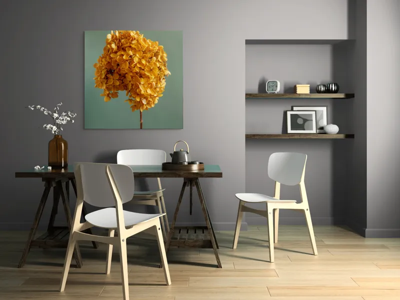 Tablou Canvas, "Floarea toamnei în floarea soarelui", Floare, Galben, Textură, Subtil, Simplu, 100 x 100 cm – poza 6