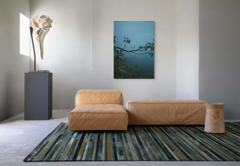 Tablou Canvas, "Misterul pădurii în ceață albastră", Frunziș, Ceață, Ramură, Natură, Liniște, Mister, Melancolie, Verdeață, 70 x 100 cm – poza 7