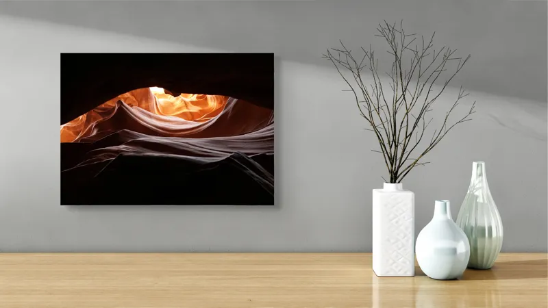 Tablou Canvas, "Lumină și umbre în canion", Umbre, Lumină, Piatra, Texturi, Contururi, Curbe, Contrast, Mister, Natură, Forme, Straturi, Frumusețe, Abstract, Spectacol., 54 x 39 cm – poza 3