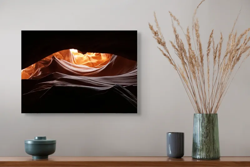 Tablou Canvas, "Lumină și umbre în canion", Umbre, Lumină, Piatra, Texturi, Contururi, Curbe, Contrast, Mister, Natură, Forme, Straturi, Frumusețe, Abstract, Spectacol., 54 x 39 cm – poza 4