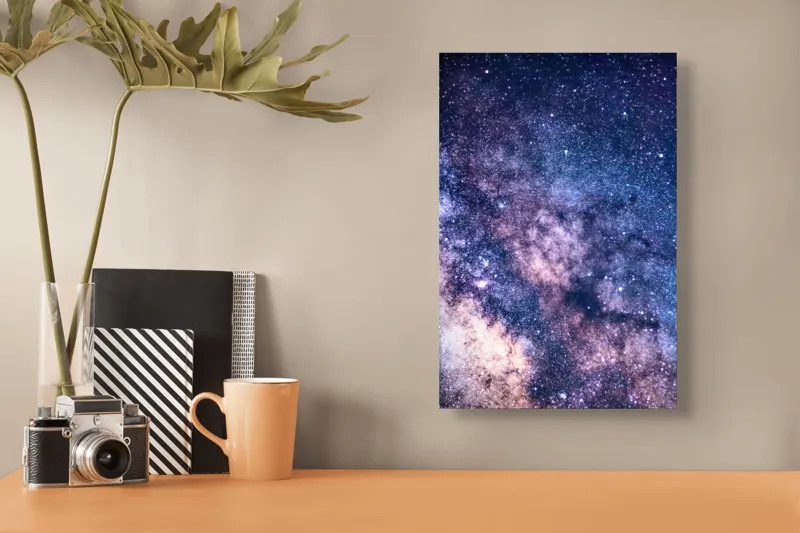 Tablou Canvas, "Infinitul Căii Lactee în Noapte", Stele, Galaxie, Univers, Culoare, Mister, Infinit, Lumina, Spatiu, Nebuloase, Stralucire, 26 x 39 cm – poza 3