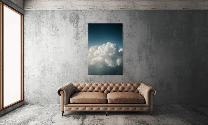 Tablou Canvas, "Dansul norilor spre cer senin", Nor, Cer, Albastru, Pufos, Lumină, Seninătate, Vise, Văzduh, 100 x 150 cm – poza 6
