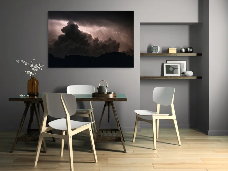 Tablou Canvas, "Furtună electrică în noapte misterioasă", Furtună, Fulger, Nori, Întunecat, Cer, Lumină., 150 x 100 cm – poza 5
