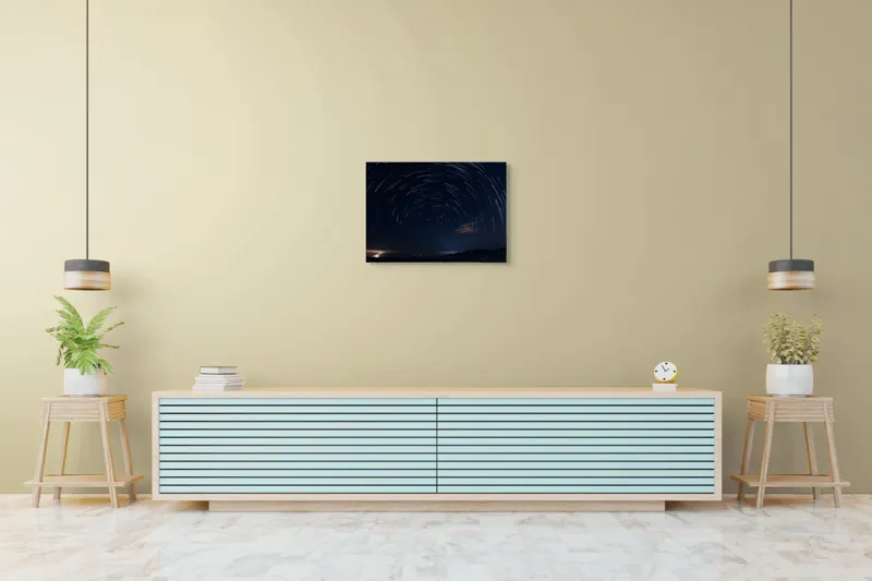 Tablou Canvas, "Ciclul etern al stelelor", Stele, Vârtej, Cer, Noapte, Lumină, Orizont, Peisaj, Mister, Natură, 70 x 50 cm – poza 7