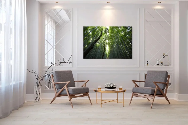 Tablou Canvas, "Pădure de bambus înalt și verde", Verde, Lumină, Pădure, Bambus, Înălțime, Natură, Calm, Mister, Frumusețe, Umbre., 150 x 100 cm – poza 7