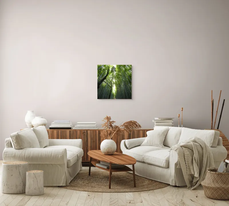 Tablou Canvas, "Pădure de bambus înalt și verde", Verde, Lumină, Pădure, Bambus, Înălțime, Natură, Calm, Mister, Frumusețe, Umbre., 50 x 50 cm – poza 7