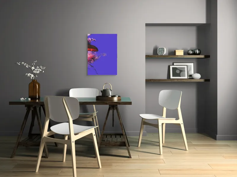 Tablou Canvas, "Meduza plutind printre nori efemeri", Meduză, Nori, Mov, Roz, Flotare, Mister, Apă, Lumină, 50 x 70 cm – poza 5
