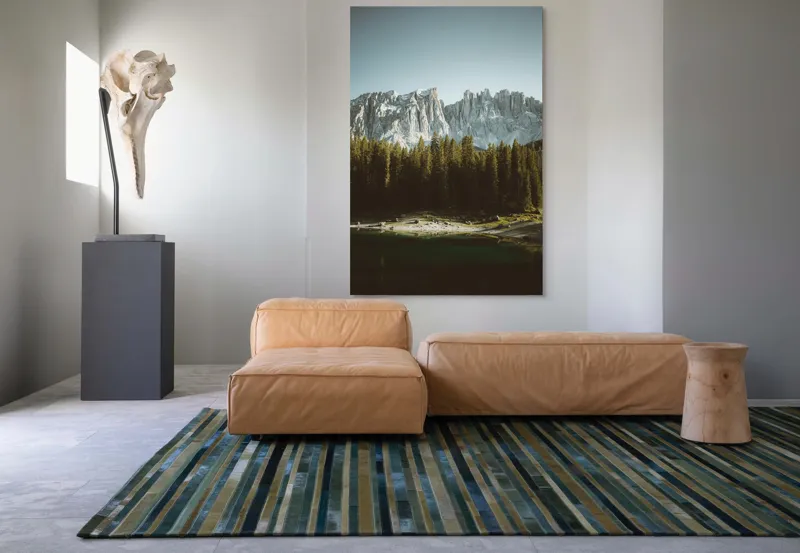 Tablou Canvas, "Pădurea și munții în lumina dimineții", Măreție, Pădure, Reflecție, Serena, Alpin, Claritate, Savoare, Liniște, Frumusețe, Natură, 100 x 150 cm – poza 7