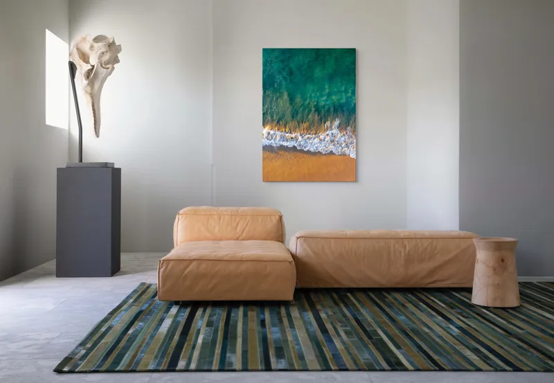 Tablou Canvas, "Valuri mângâind nisipul aurit", Albastru, Apă, Valuri, Nisip, Lumină, Textură, Natură, Ocean, Coastă, Relaxare, 70 x 100 cm – poza 7