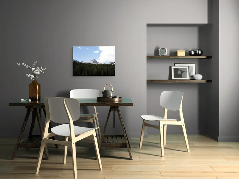 Tablou Canvas, "Munți semeți sub cer albastru", Munți, Pădure, Cer, Nori, Vârfuri, Natura, Măreție, Calm., 70 x 50 cm – poza 5