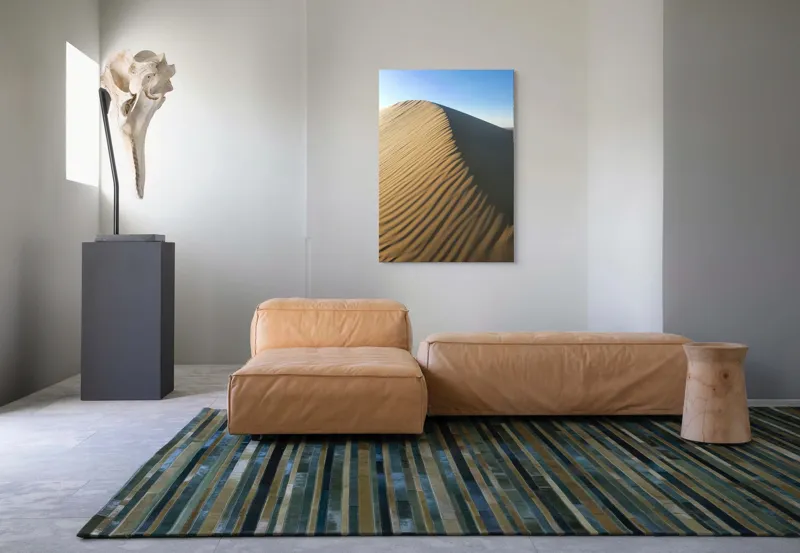 Tablou Canvas, "Umbra soarelui pe dunele lungi", Dună, Nisip, Umbră, Valuri, Lumină, Cer, Albastru, Textură, Colț, Natură, 70 x 100 cm – poza 7