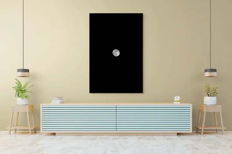 Tablou Canvas, "Luna în noapte misterioasă și rece", Lună, Noapte, Cer, Lumină, Mister, Întuneric, Calm, Fascinație, Solitudine, Frumusețe, 100 x 150 cm – poza 4