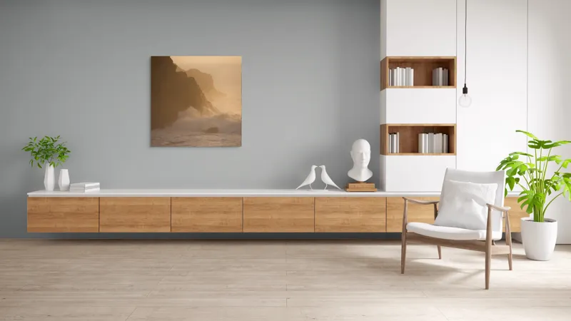 Tablou Canvas, "Valuri și stânci la apus", Apus, Stânci, Valuri, Ceață, Ocean, Lumină, Aurie, Peisaj, Natură, Calm., 100 x 100 cm – poza 8