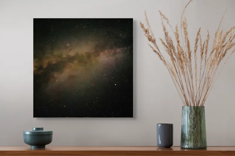 Tablou Canvas, "Calea Lactee luminată de stele", Stele, Caleidoscop, Univers, Infinit, Mister, Galaxie, Nebuloasă, Spațiu, Cosmos, Lumină, Fascinație, Profunzime., 50 x 50 cm – poza 4