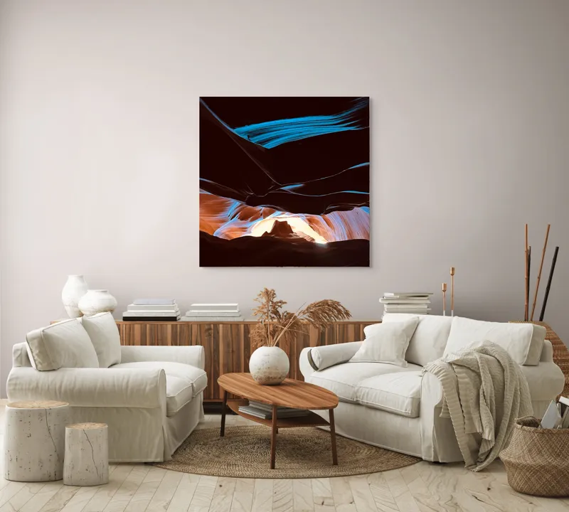 Tablou Canvas, "Lumini și umbre în canionul magic", Lumină, Umbre, Texturi, Contrast, Holuri, Straturi, Culori, Minune, Natură, Mister, Frumusețe, Peisaj, 100 x 100 cm – poza 3