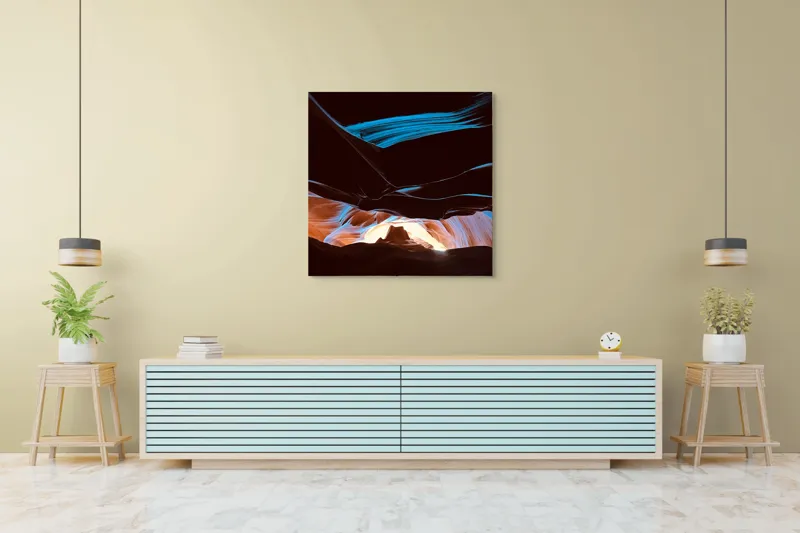 Tablou Canvas, "Lumini și umbre în canionul magic", Lumină, Umbre, Texturi, Contrast, Holuri, Straturi, Culori, Minune, Natură, Mister, Frumusețe, Peisaj, 100 x 100 cm – poza 5