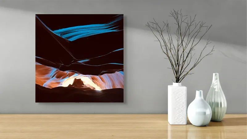 Tablou Canvas, "Lumini și umbre în canionul magic", Lumină, Umbre, Texturi, Contrast, Holuri, Straturi, Culori, Minune, Natură, Mister, Frumusețe, Peisaj, 50 x 50 cm – poza 3