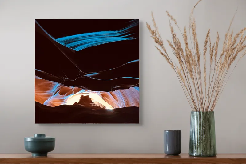 Tablou Canvas, "Lumini și umbre în canionul magic", Lumină, Umbre, Texturi, Contrast, Holuri, Straturi, Culori, Minune, Natură, Mister, Frumusețe, Peisaj, 50 x 50 cm – poza 4