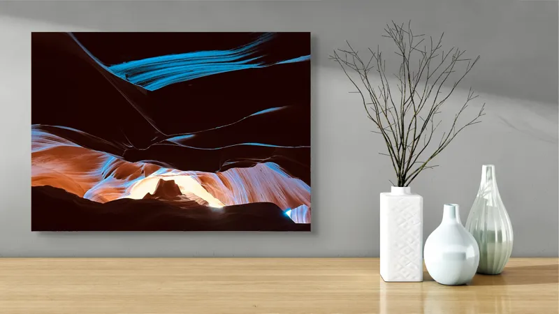 Tablou Canvas, "Lumini și umbre în canionul magic", Lumină, Umbre, Texturi, Contrast, Holuri, Straturi, Culori, Minune, Natură, Mister, Frumusețe, Peisaj, 70 x 50 cm – poza 3