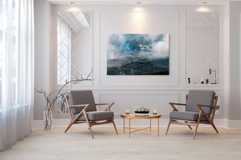 Tablou Canvas, "Focul interior al pământului viu", Mister, Spectacol, Natură, Forță, Energie, Lava, Abur, Intensitate, Erupție, Fum, Căldură, Dinamică, 150 x 100 cm – poza 7