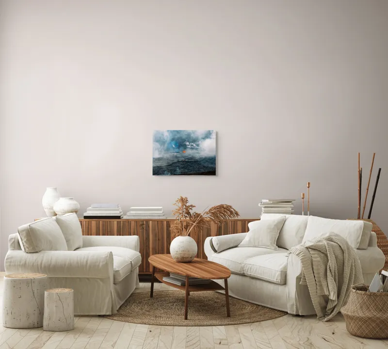 Tablou Canvas, "Focul interior al pământului viu", Mister, Spectacol, Natură, Forță, Energie, Lava, Abur, Intensitate, Erupție, Fum, Căldură, Dinamică, 54 x 39 cm – poza 5