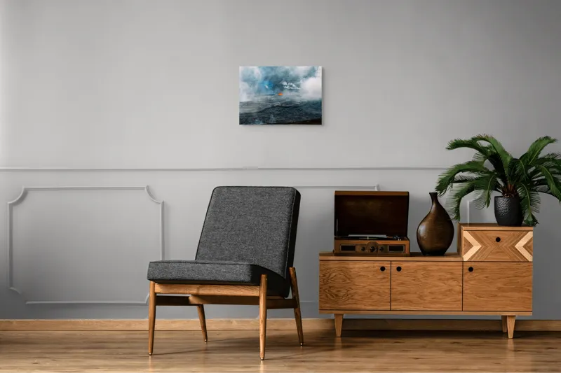 Tablou Canvas, "Focul interior al pământului viu", Mister, Spectacol, Natură, Forță, Energie, Lava, Abur, Intensitate, Erupție, Fum, Căldură, Dinamică, 54 x 39 cm – poza 7