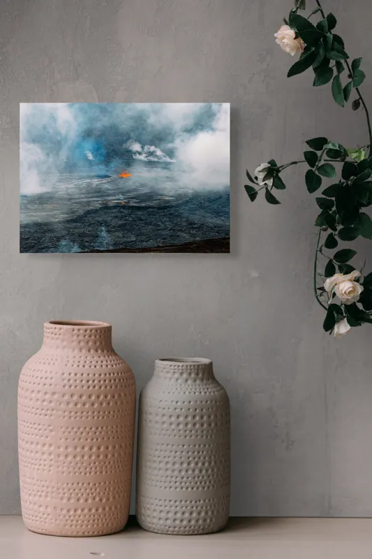 Tablou Canvas, "Focul interior al pământului viu", Mister, Spectacol, Natură, Forță, Energie, Lava, Abur, Intensitate, Erupție, Fum, Căldură, Dinamică, 54 x 39 cm – poza 8
