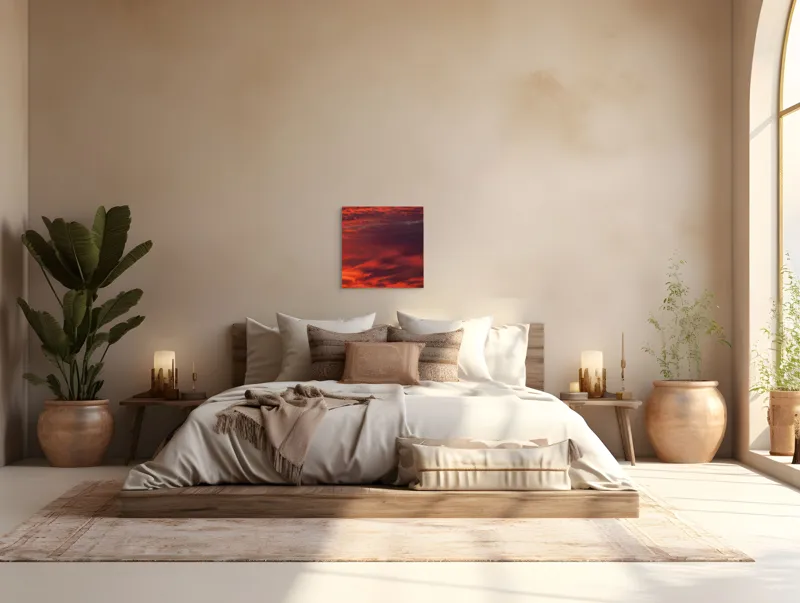 Tablou Canvas, "Asfințit în nuanțe de foc", Roșu, Cer, Apus, Nori, Amurg, Lumină, Încântare, Senzație, Tablou, 50 x 50 cm – poza 5