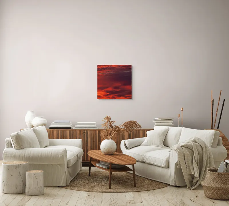 Tablou Canvas, "Asfințit în nuanțe de foc", Roșu, Cer, Apus, Nori, Amurg, Lumină, Încântare, Senzație, Tablou, 50 x 50 cm – poza 7