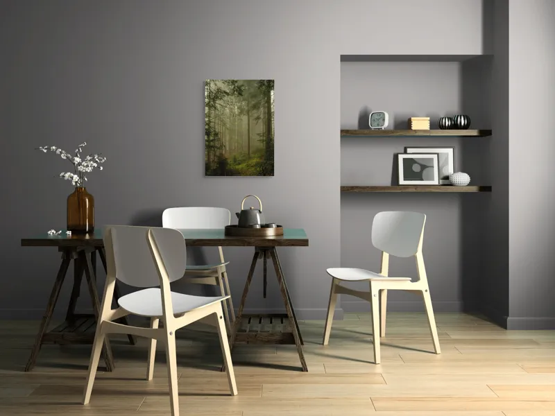 Tablou Canvas, "Misterul pădurii învăluită în ceață", Copaci, Ceață, Pădure, Verdeață, Mister, Liniște, Natură, Umbre, Misticism, Vegetație, 50 x 70 cm – poza 5