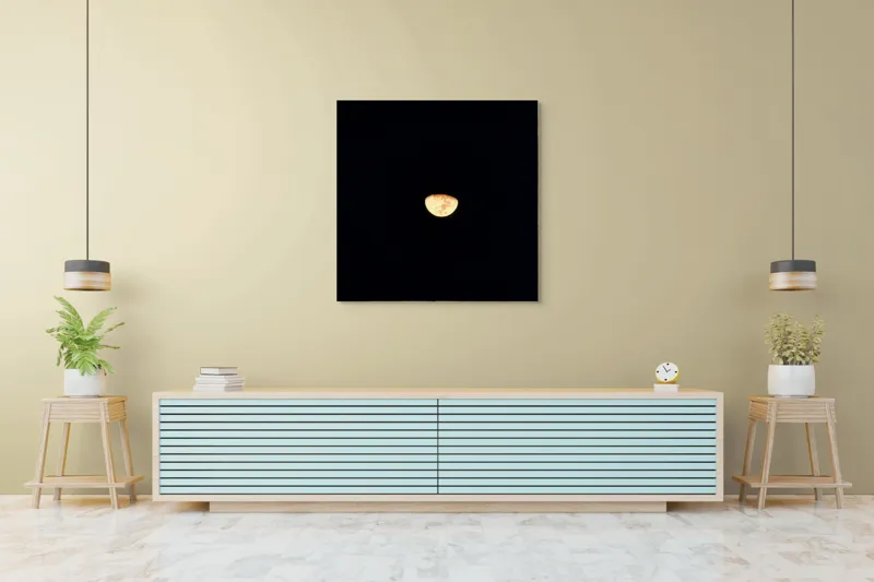 Tablou Canvas, "Luna fermecătoare pe cerul nopții", Lună, Jumătate, Noapte, Strălucire, Mister, Lumină, Cer, Întuneric, Fascinație, 100 x 100 cm – poza 5