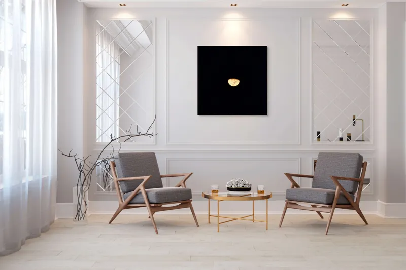 Tablou Canvas, "Luna fermecătoare pe cerul nopții", Lună, Jumătate, Noapte, Strălucire, Mister, Lumină, Cer, Întuneric, Fascinație, 100 x 100 cm – poza 7