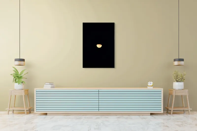 Tablou Canvas, "Luna fermecătoare pe cerul nopții", Lună, Jumătate, Noapte, Strălucire, Mister, Lumină, Cer, Întuneric, Fascinație, 70 x 100 cm – poza 5
