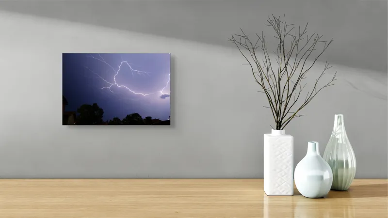 Tablou Canvas, "Dansul electric al cerului nocturn", Fulger, Cer, Noapte, Natură, Energie, Dramatic, Cer Întunecat, Trăsnete, Putere, Spectacol, 39 x 26 cm – poza 8