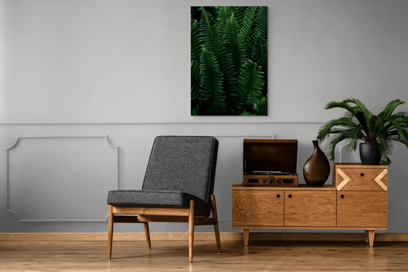 Tablou Canvas, "Frunzele verzi ale naturii ascunse", Frunze, Verde, Natură, Luxuriant, Linii, Textură, Frăgezime, Vegetație, Umbră, 70 x 100 cm – poza 6