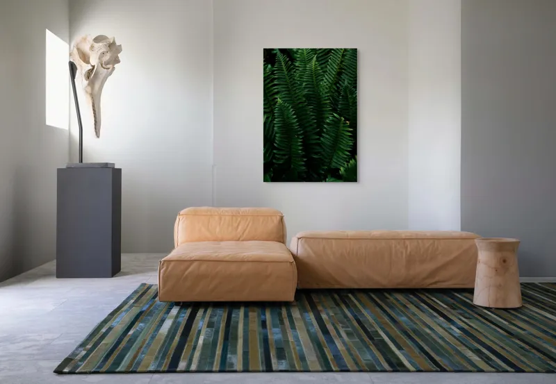 Tablou Canvas, "Frunzele verzi ale naturii ascunse", Frunze, Verde, Natură, Luxuriant, Linii, Textură, Frăgezime, Vegetație, Umbră, 70 x 100 cm – poza 7