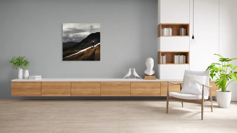 Tablou Canvas, "Pribegind sub cerul înstelat", Nor, Culoare, Drumeț, Lumină, Munte, Noapte, Peisaj, Umbre, 100 x 100 cm – poza 8