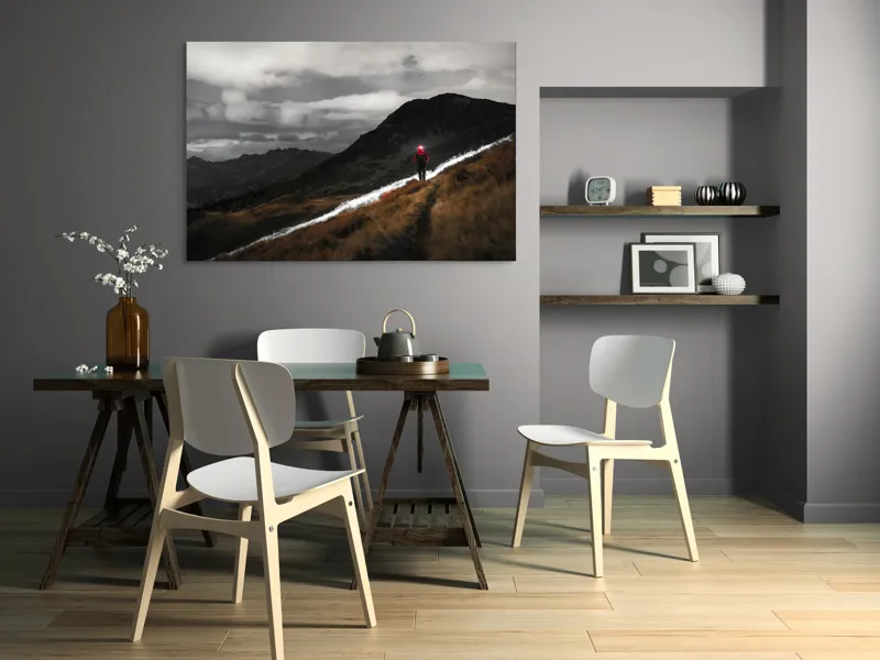 Tablou Canvas, "Pribegind sub cerul înstelat", Nor, Culoare, Drumeț, Lumină, Munte, Noapte, Peisaj, Umbre, 150 x 100 cm – poza 5