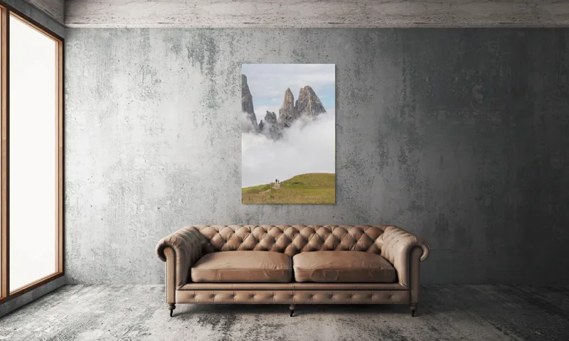 Tablou Canvas, "Drumeție printre piscuri învăluite în nori", Nori, Vârfuri, Munți, Drumeți, Câmpie, Cețuri, Peisaj, Natură, 100 x 150 cm – poza 6