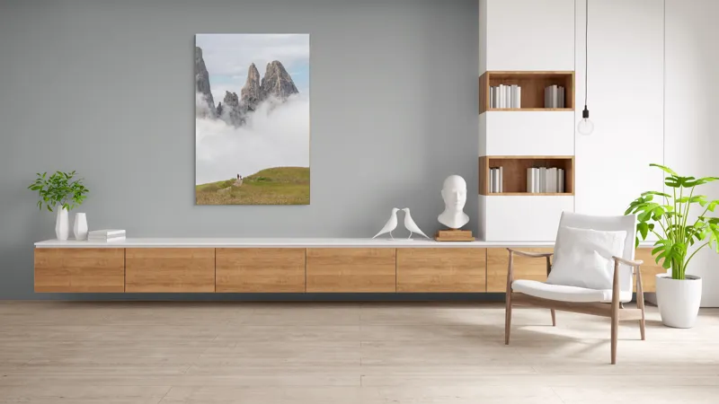 Tablou Canvas, "Drumeție printre piscuri învăluite în nori", Nori, Vârfuri, Munți, Drumeți, Câmpie, Cețuri, Peisaj, Natură, 100 x 150 cm – poza 8